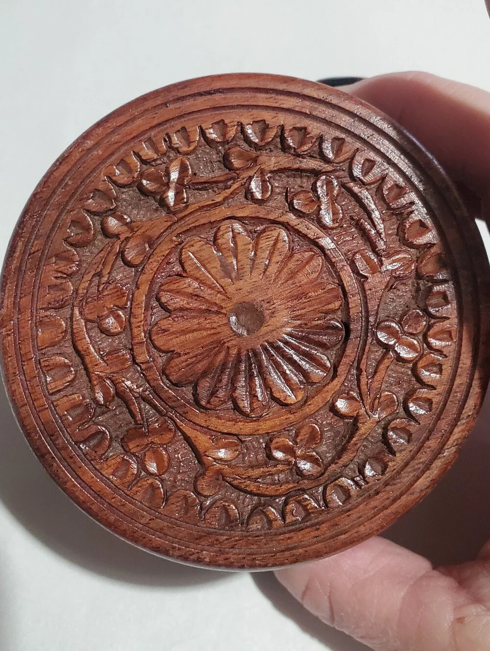 Wood Hand Carved Trinket Box. Storage. Deco. Modern Small